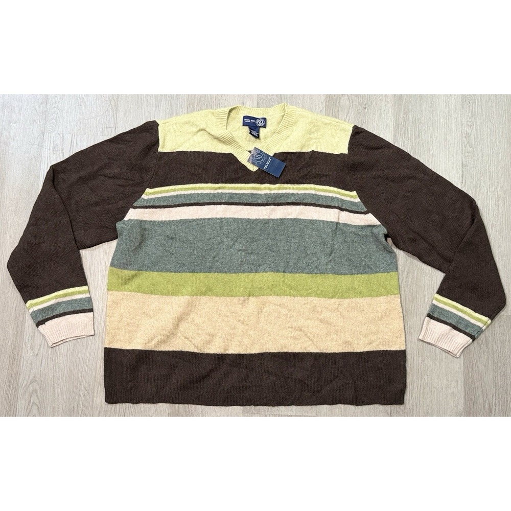 Venezia Jeans Lambswool Sweater Plus Size 18/20 V Neck Green Preppy Vintage NWT